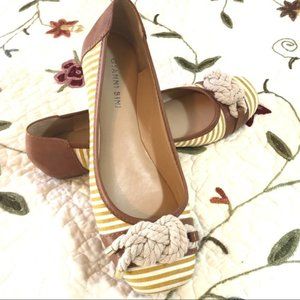 Gianni Bini 8 Rope Nautical Yellow Stripe Flats​